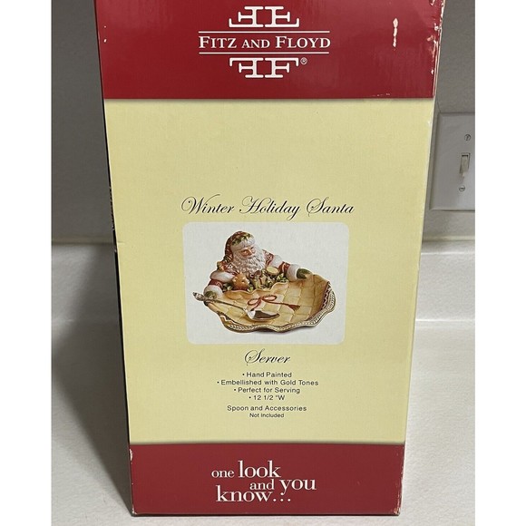 Fitz & Floyd Winter Holiday‎ Santa Server (2006) Gold Tones 12 1/2" EUC - Picture 12 of 16